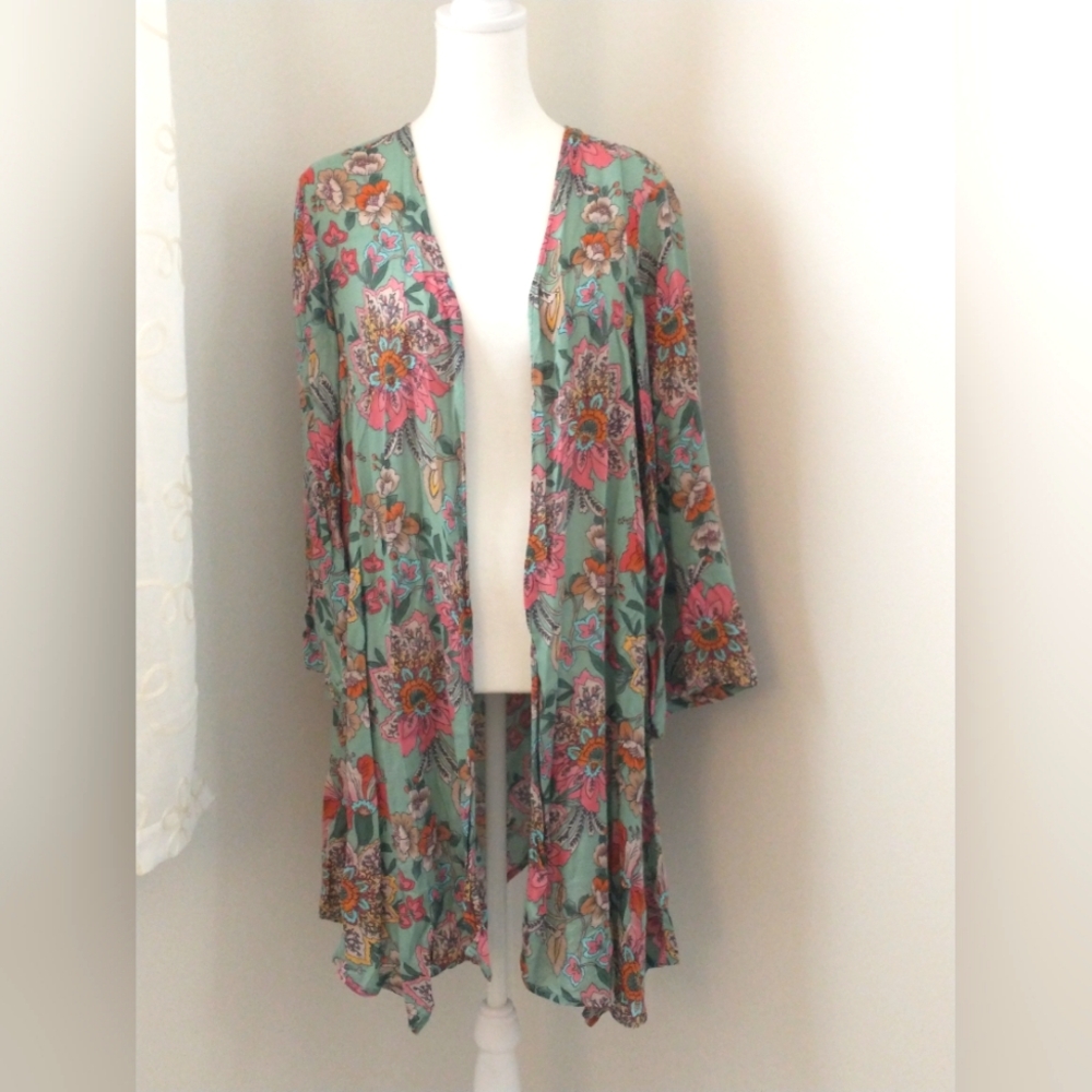 New Haute Hippie Tribe Floral Kimono Cardigan S